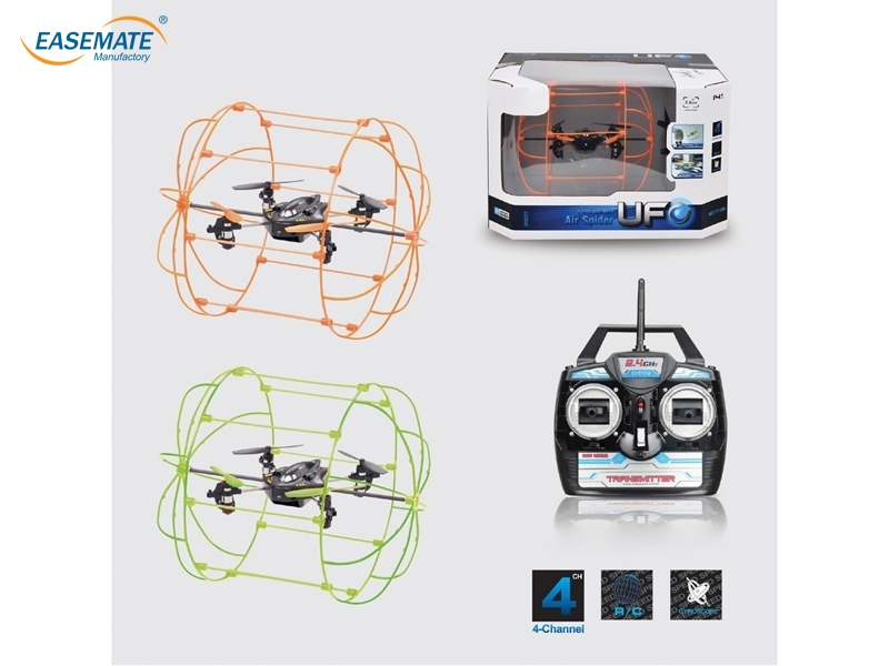 E209101 - 2.4 G four-way remote control wall climbing UFO (with gyroscope & usb) (ar) (orange/green) 